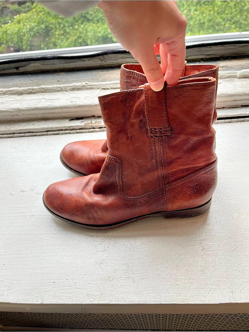 Frye Veronica Shortie Boot Brown Leather Ankle Boots